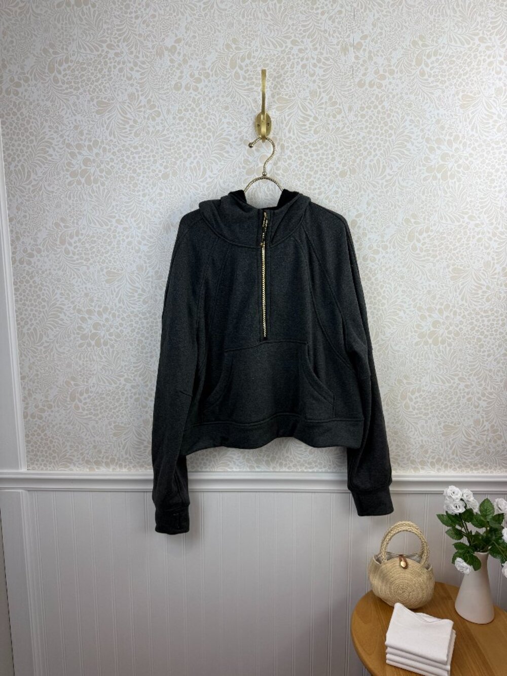 Lululemon Scuba Heathered Black Plush Oversized Half-Zip Hoodie - Size - XL/XXL - Picture 4 of 10